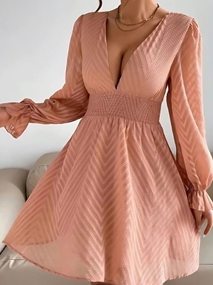 French dress new with puff sleeve, size XL, pink
