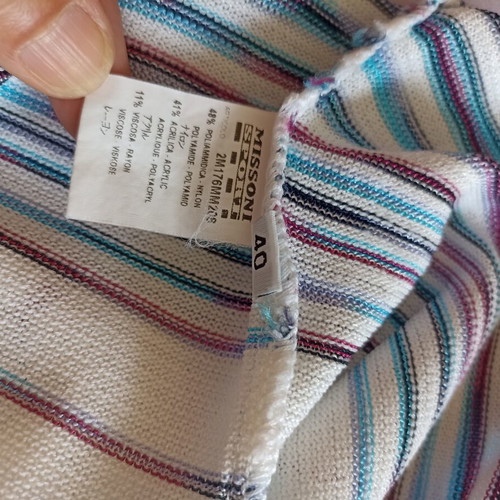 Missoni women's top, white with multicolor stripes, size S
