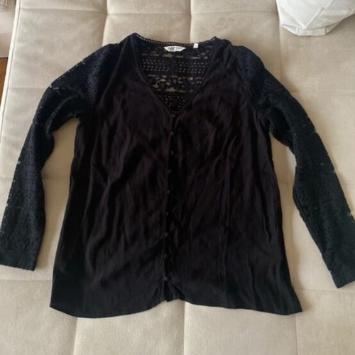 Naf Naf black blouse with lace sleeves