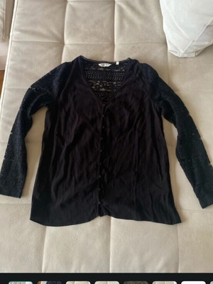 Naf Naf black blouse with lace sleeves