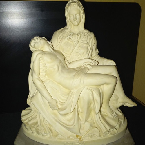 Panagia Pieta statue signed R.Leoni, 24cm, used, rare old copy