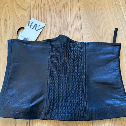 Zara leather bustier new, black, size S