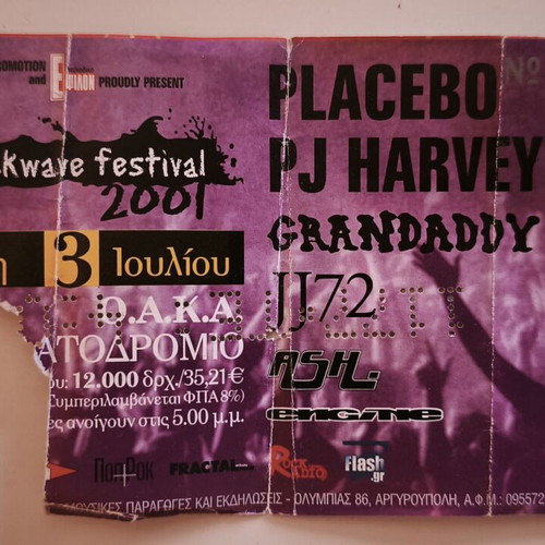 Placebo PJ Harvey Grandaddy Rockwave Festival 2001 ticket used