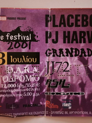 Placebo PJ Harvey Grandaddy Rockwave Festival 2001 ticket used