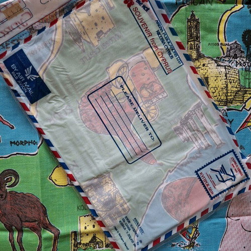 Cyprus souvenir tea towel new, vintage Ayia Napa design