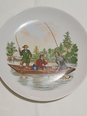 Decorative plate Catching a Trout like new