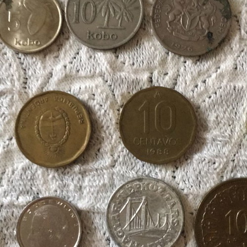 Various old coins used, vintage