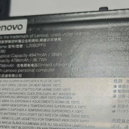 Lenovo L20B2PF0 battery like new, 38Wh, 7.68V