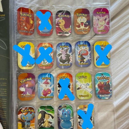 Pokemon caps used, price per piece
