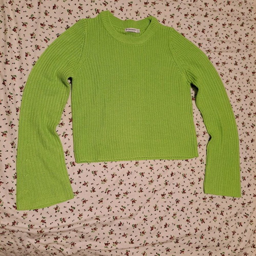Stradivarius spring knitted sweater S green like new