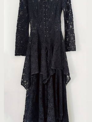 Black lace dress with ruffles and laces new