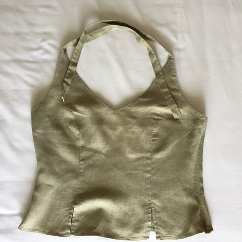 Raxevksy linen top used, khaki with side zipper