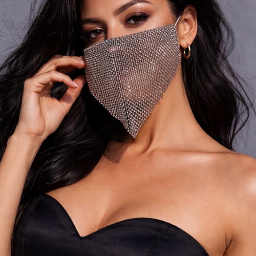 Silver rhinestone statement mask brand new, fashion accessory