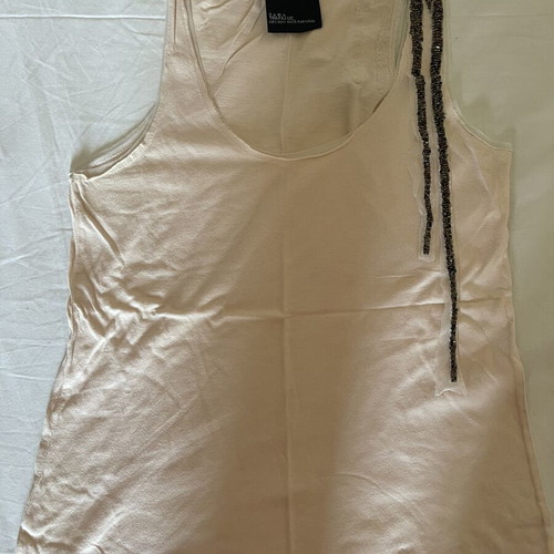 Zara Trafaluc sleeveless top used, beige nude with bead detail, size S