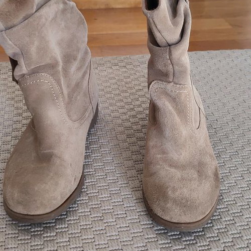 Leather Suede Beige Honey Ankle Boots Size 37 Used