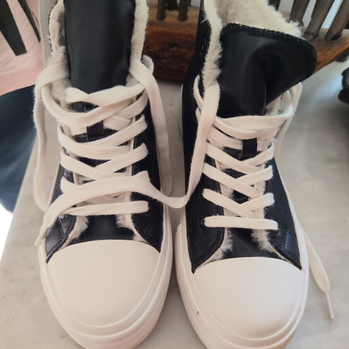 Jenny Fairy fur women's ankle boots, size 39, black and white