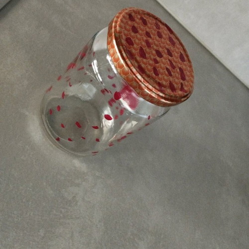 Glass jar with airtight lid hand-painted like new