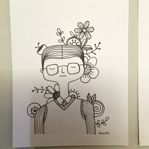 Spring set of 4 hand-drawn portraits on Bristol paper