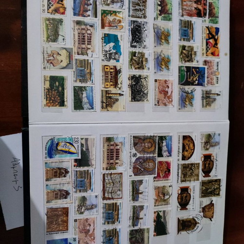 Various stamps used in 3 albums