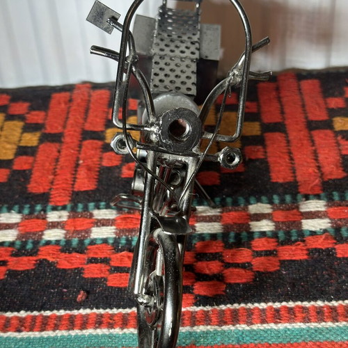 Vintage handmade metal chopper motorcycle decoration