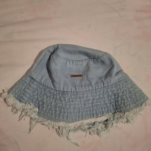 Denim bucket hat, light blue with frayed edge