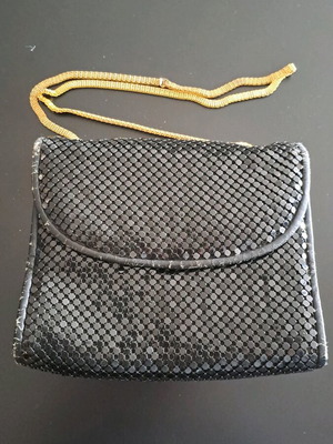 Vintage black shoulder bag used with gold chain