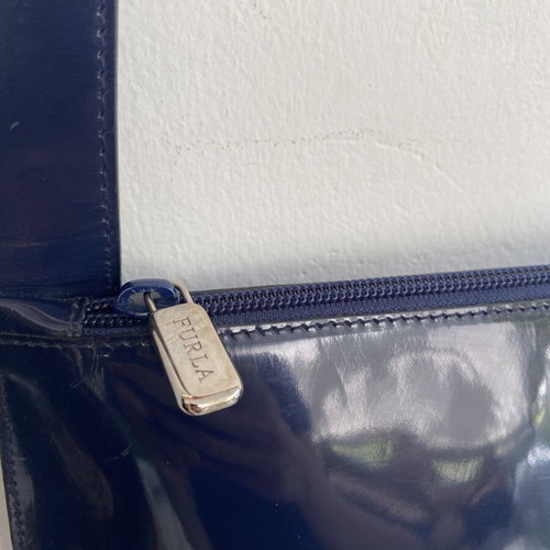 Furla shoulder bag like new, blue patent leather