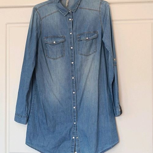 Stradivarius denim dress like new, blue turquoise, size S