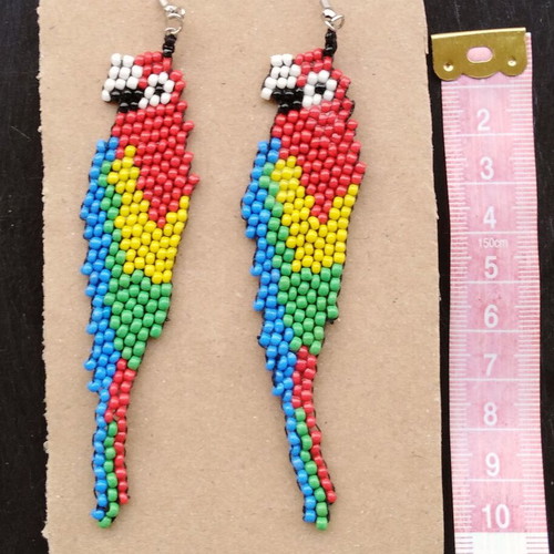 Handmade parrot earrings colorful new