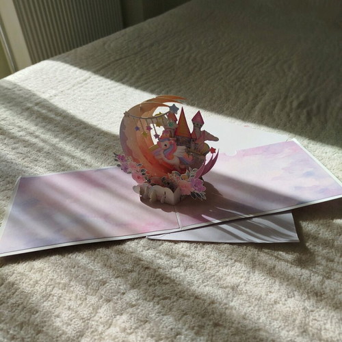 3D birthday greeting card with unicorn new