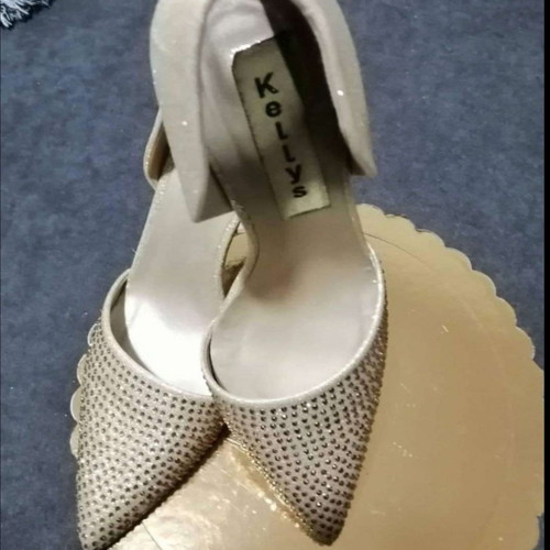 Heels No37 used, gold with rhinestones