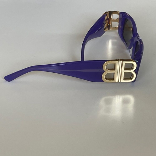 Balenciaga sunglasses purple like new with gold BB logo and silver case