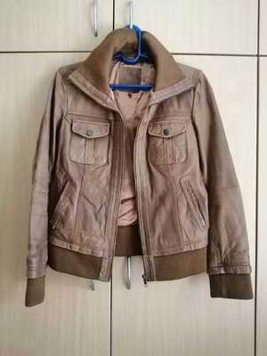 Distressed Biker jacket δερμάτινο μεταχειρισμένο, καφέ, μέγεθος L