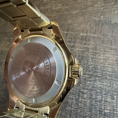 Swiss Military Hanowa diver style watch gold and blue new