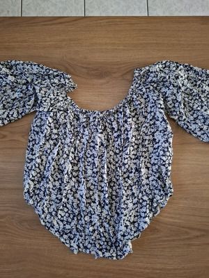 Strapless blouse floral used, blue multicolor Zara, size S