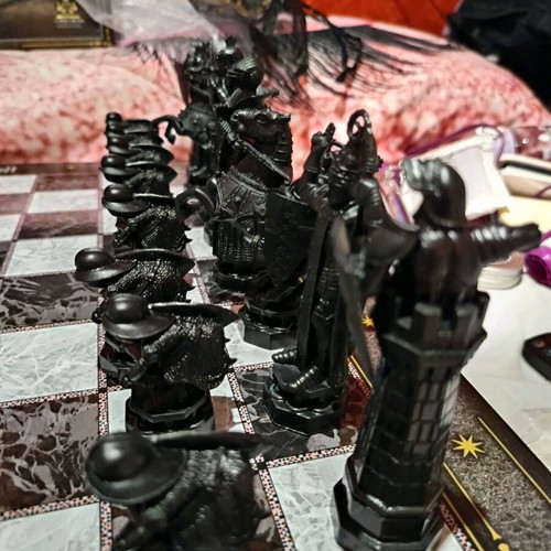 Harry Potter Wizard Chess Set collectible with 2 wands used
