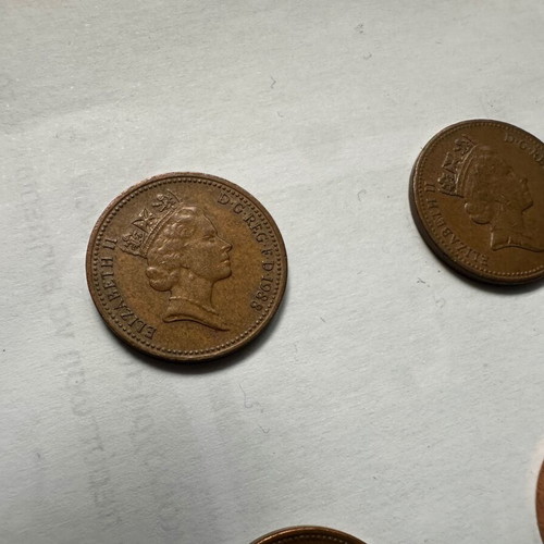 One penny coins used, pack of 8, Great Britain