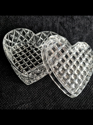 Vintage heart crystal container new from Huta Irena