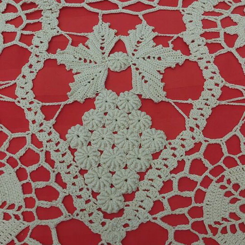 Handmade crochet tablecloth grapes 120x120 new, 50-year heirloom