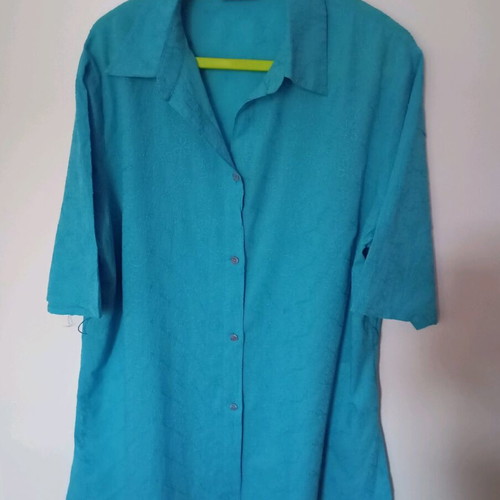 Shirt blouse XXL like new, cotton with embroidery blue turquoise
