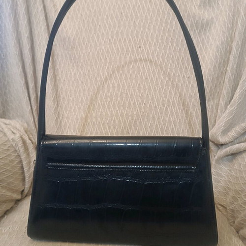 Women's shoulder bag like new, black glossy with double strap