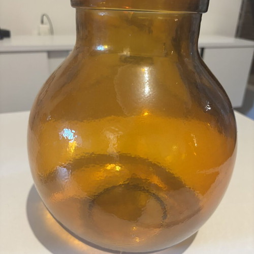 Glass vase amber 21x21x25cm like new