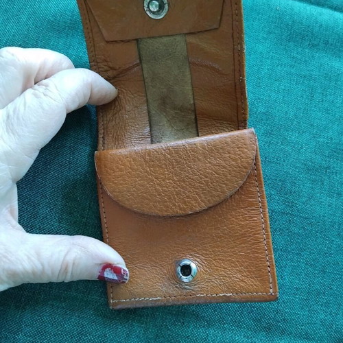 Men's wallet used, natural leather with traditional Bulgarian ornament