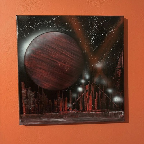 Handmade canvas painting The Flame of a Distant World, new