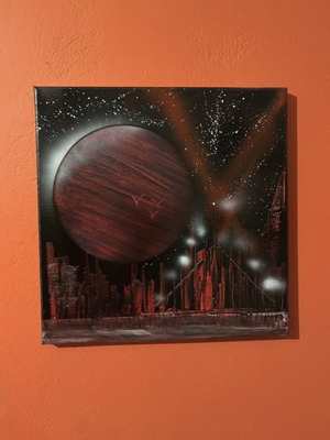 Handmade canvas painting The Flame of a Distant World, new