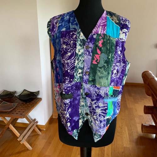 Vintage unisex vest 90s, new, boho style patchwork