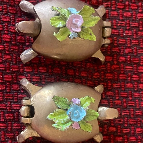 Antique decorative brass turtles set of 2, like new