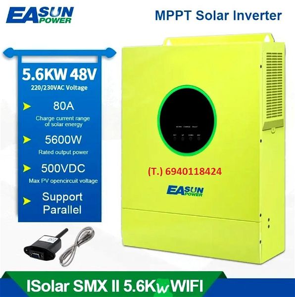  se prosfora NEO montelo EASUN POWER 5600W SMX-II-5,6KW Solar Inverter PV Input 500Vdc 80A MPPT Solar Charger 48V 230V Pure Sine Wave Hybrid Inverter + WIFI