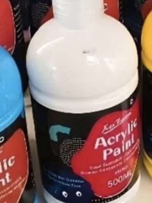 Acrylic paints in white and light blue