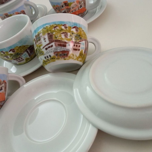 Set of 6 collectible Lumidis coffee/tea cups with saucers, new